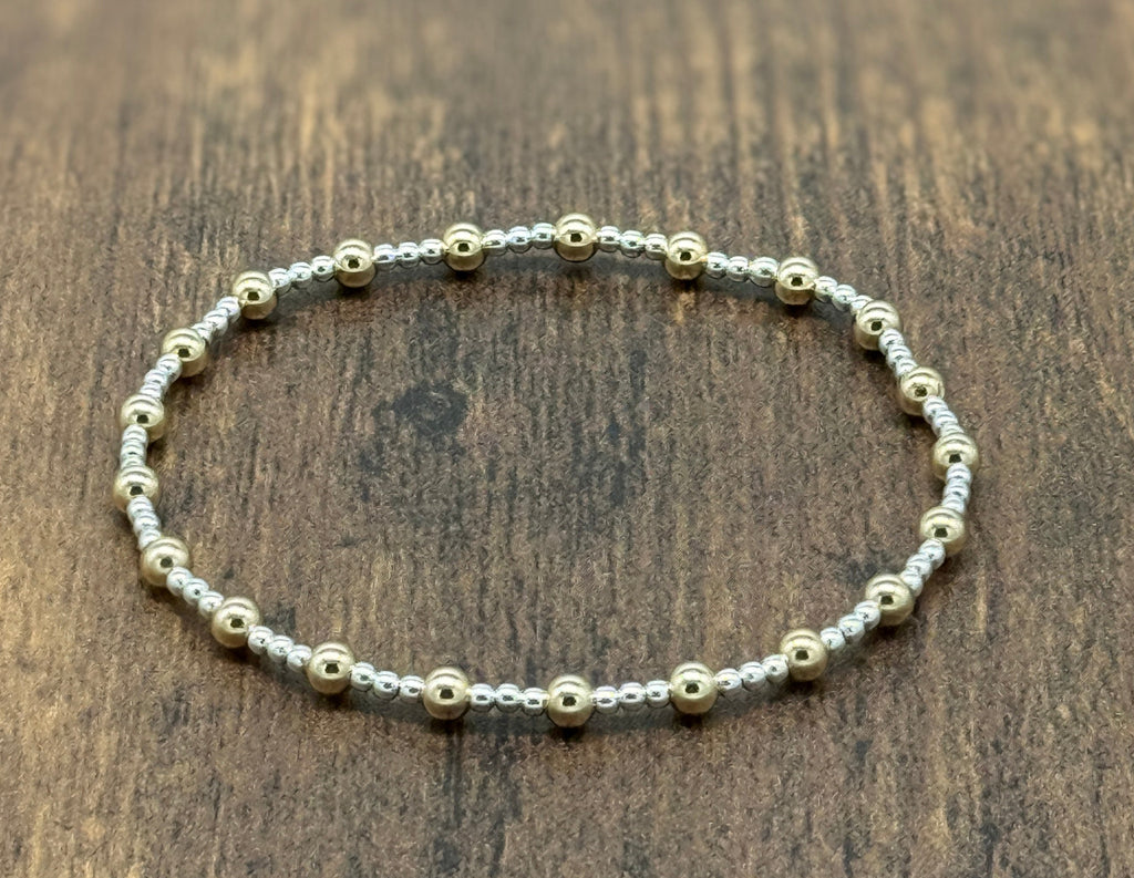 Sterling Silver and 14k Gold Fill Bracelet 3/1 Smooth