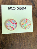 Baseball Stud Earrings with Glitter Flecks