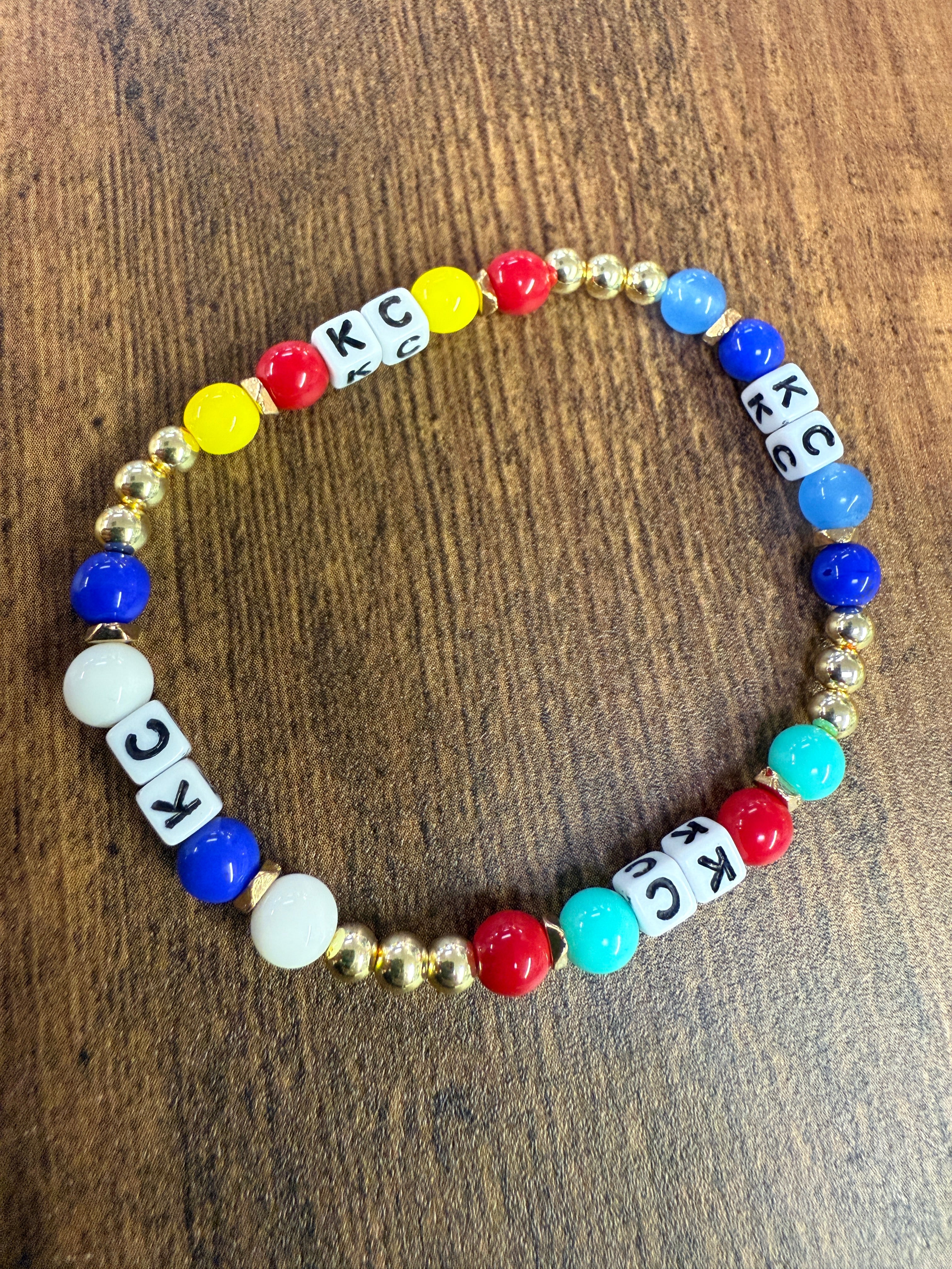 KC Colors Gold Beaded Bracelet KANSAS CITY SPORTS FANS!