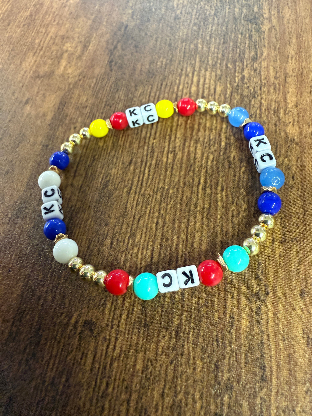 KC Colors Gold Beaded Bracelet KANSAS CITY SPORTS FANS!