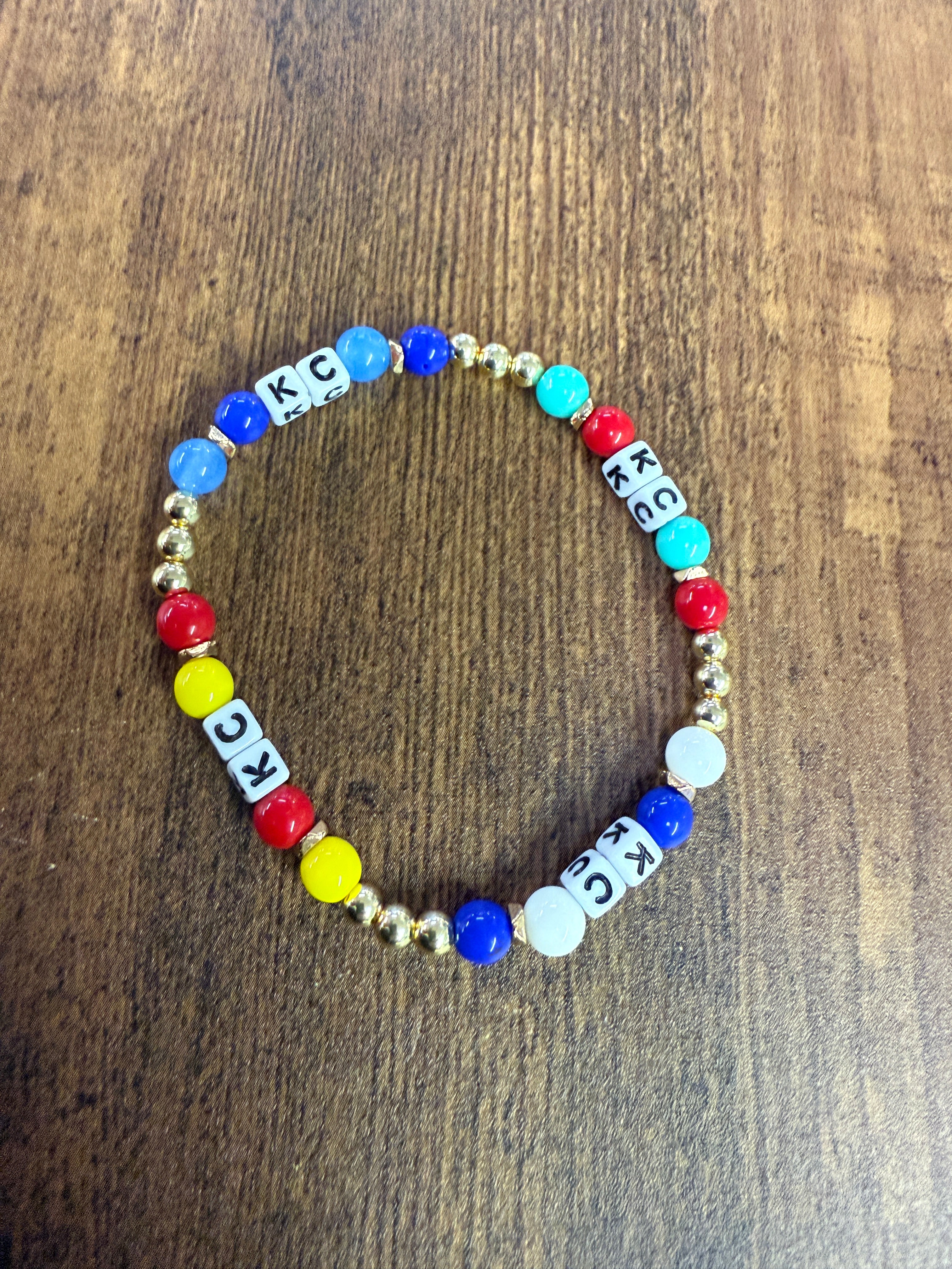 KC Colors Gold Beaded Bracelet KANSAS CITY SPORTS FANS!
