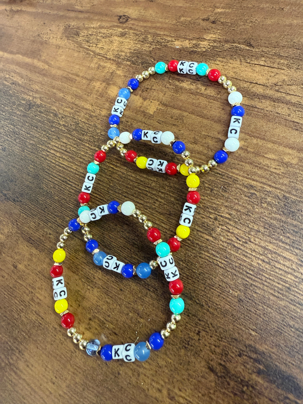 KC Colors Gold Beaded Bracelet KANSAS CITY SPORTS FANS!