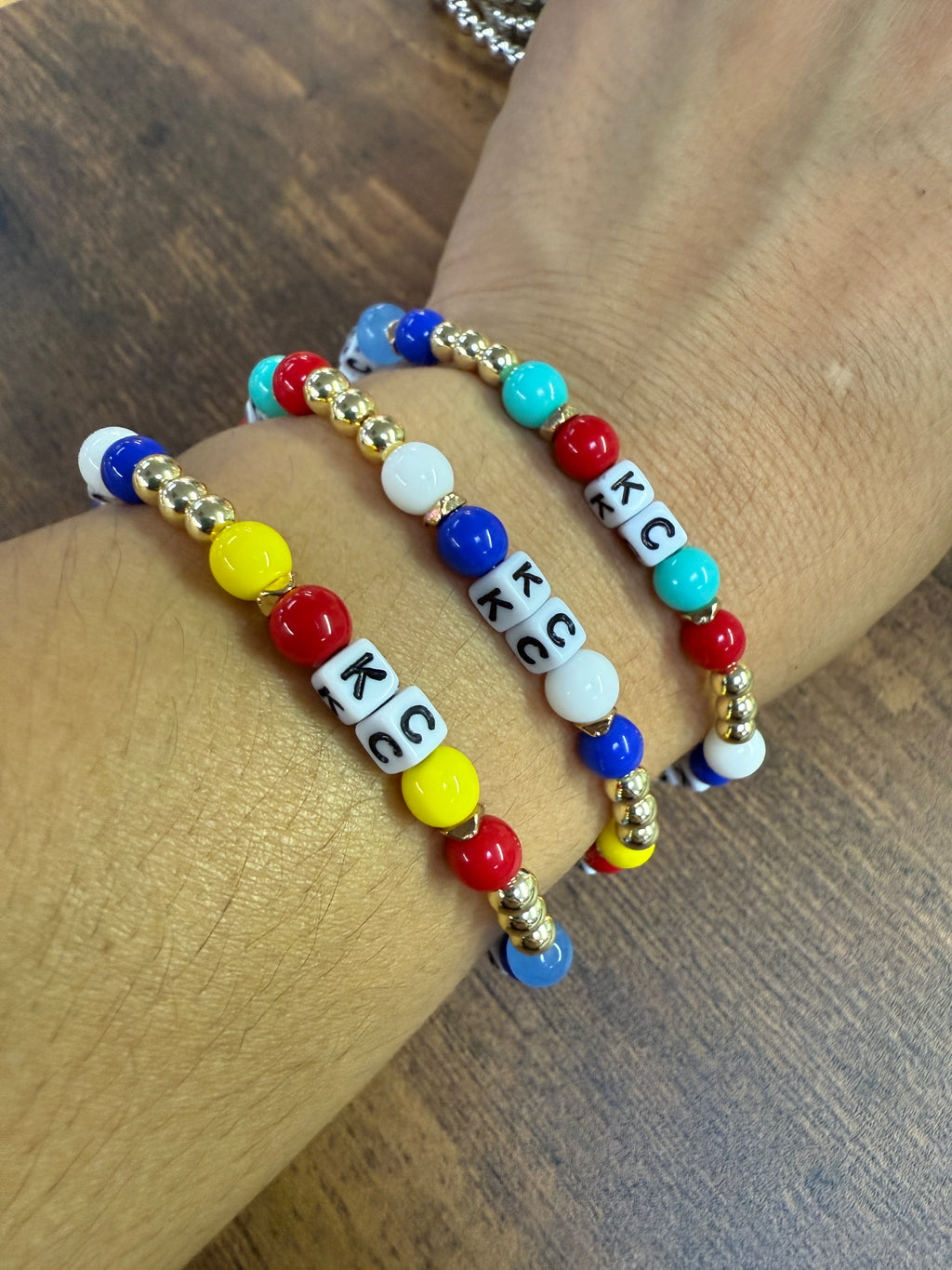 KC Colors Gold Beaded Bracelet KANSAS CITY SPORTS FANS!