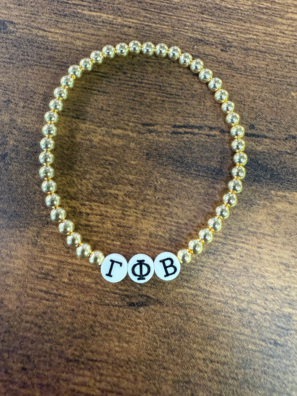 Greek Letter Gold Beaded Sorority Bracelet