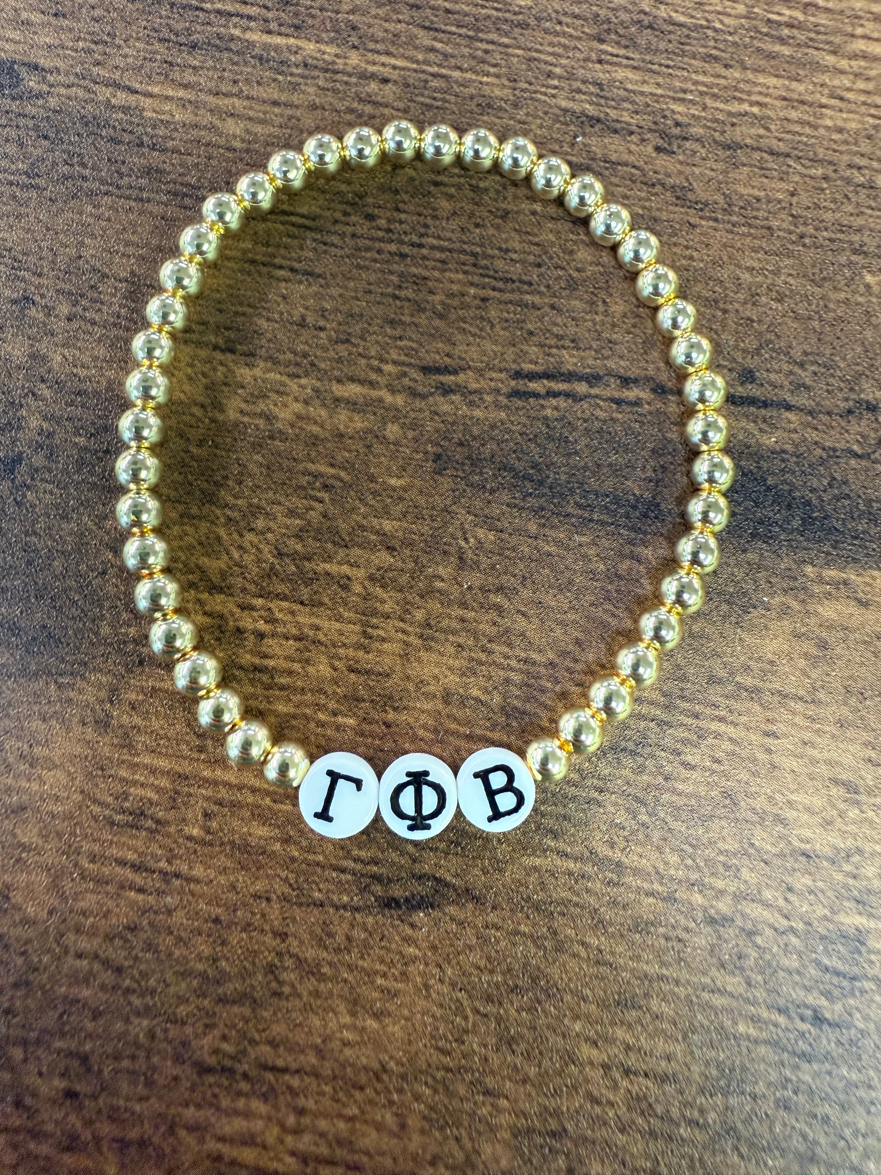 Greek Letter Gold Beaded Sorority Bracelet