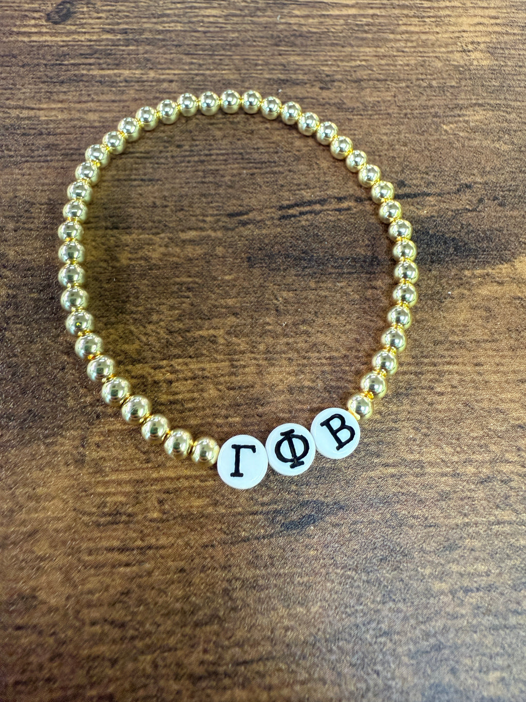 Greek Letter Gold Beaded Sorority Bracelet