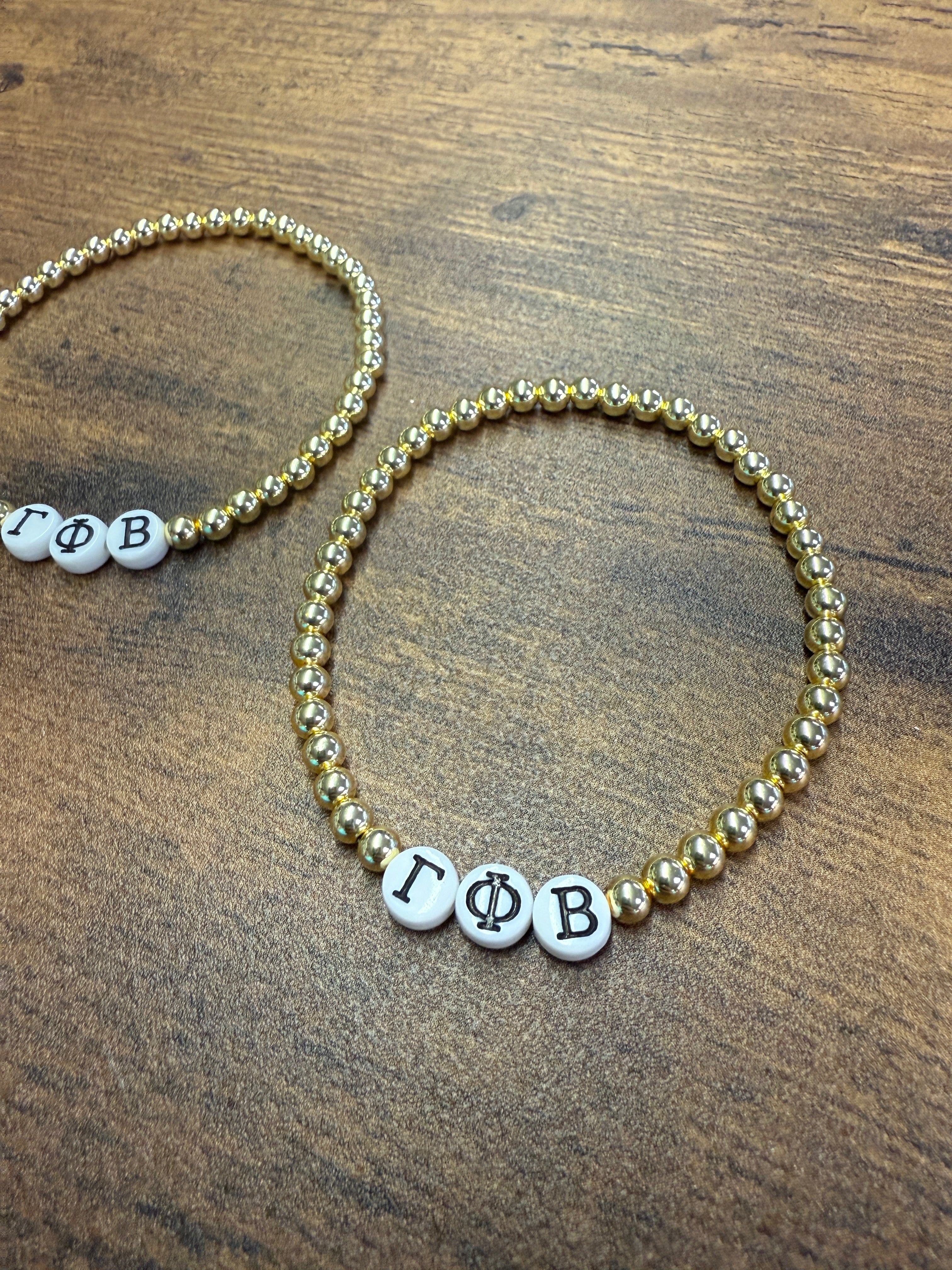 Greek Letter Gold Beaded Sorority Bracelet