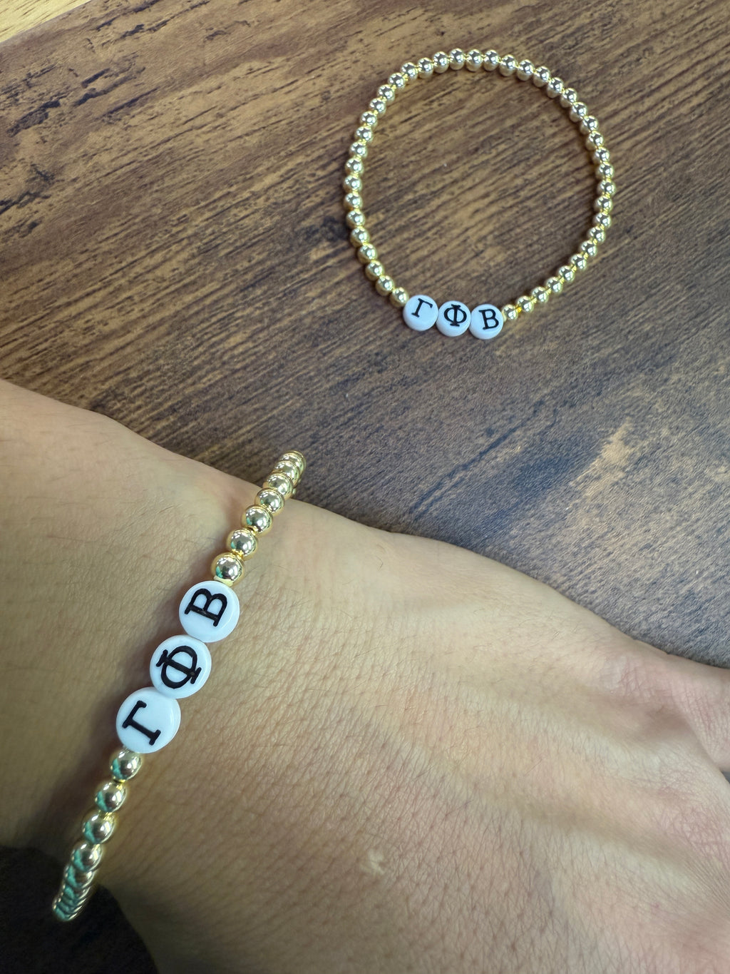 Greek Letter Gold Beaded Sorority Bracelet