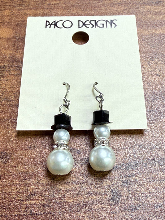 CUTE Little Pearl Snowman Earrings