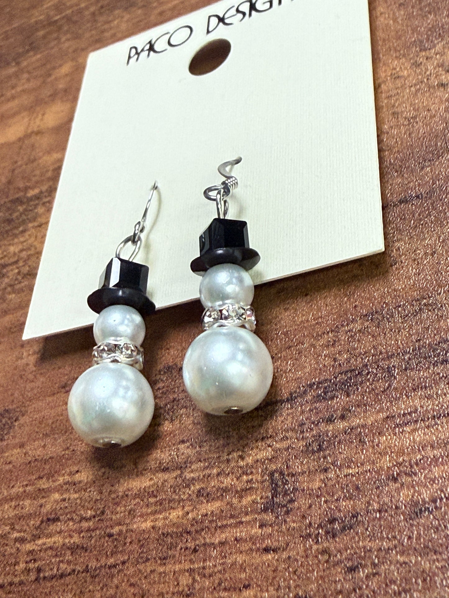 CUTE Little Pearl Snowman Earrings