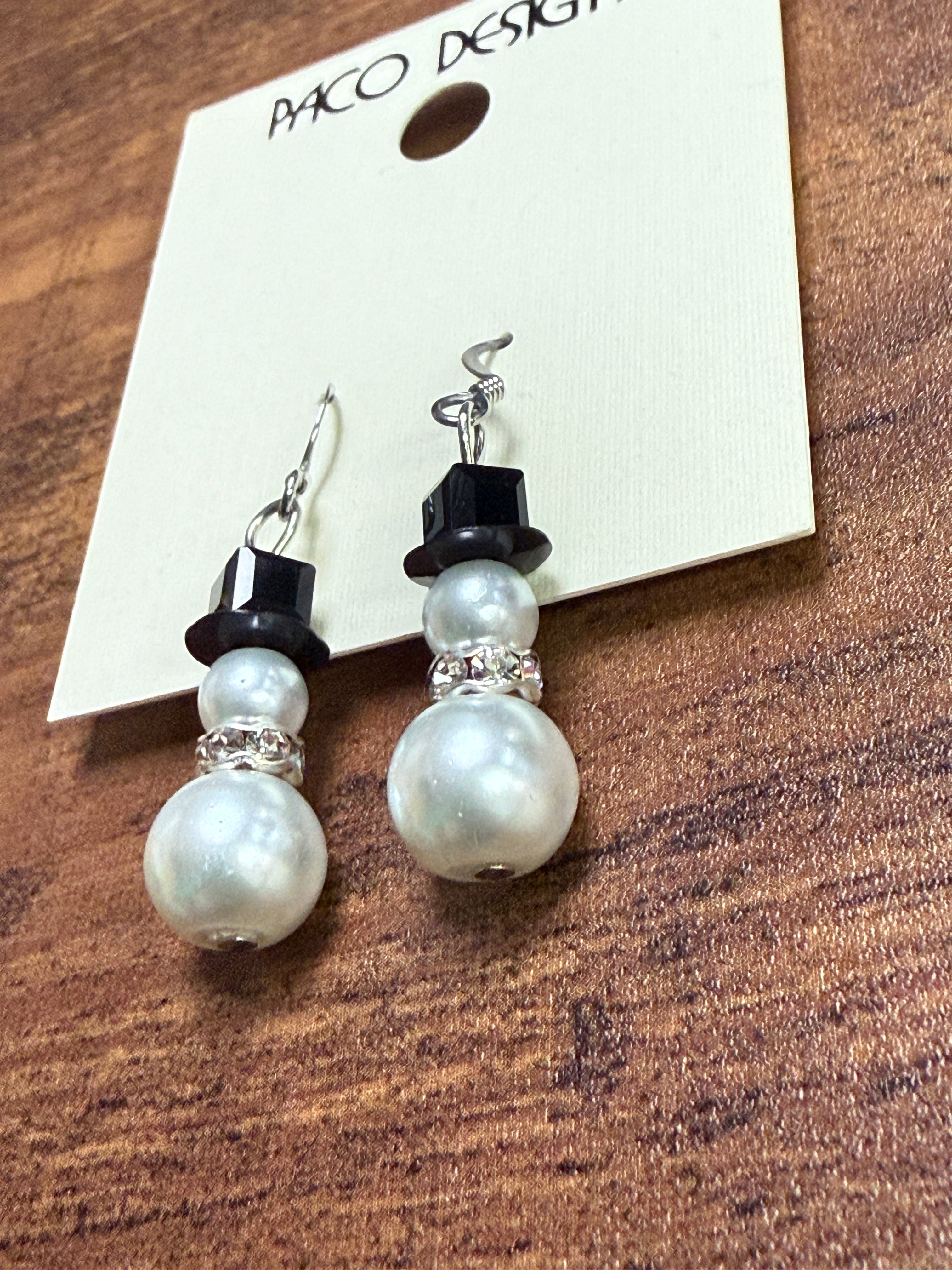 CUTE Little Pearl Snowman Earrings