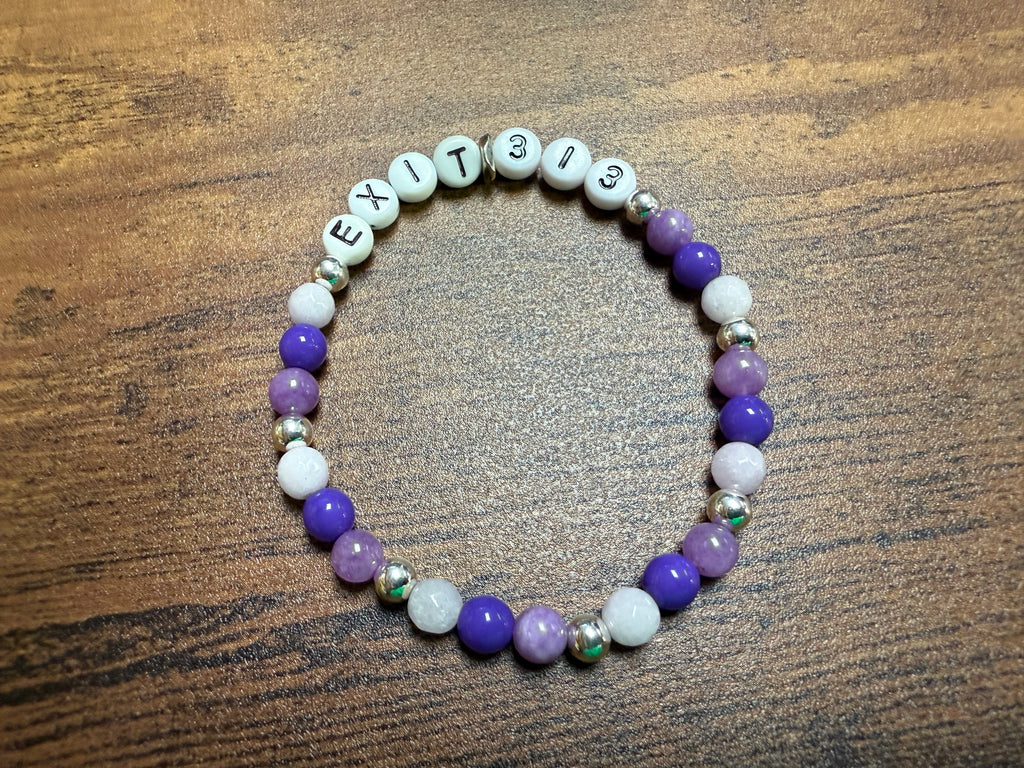 "EXIT 313" Purple Beaded Bracelet