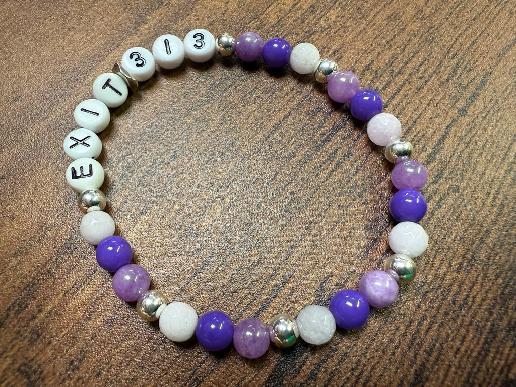 "EXIT 313" Purple Beaded Bracelet
