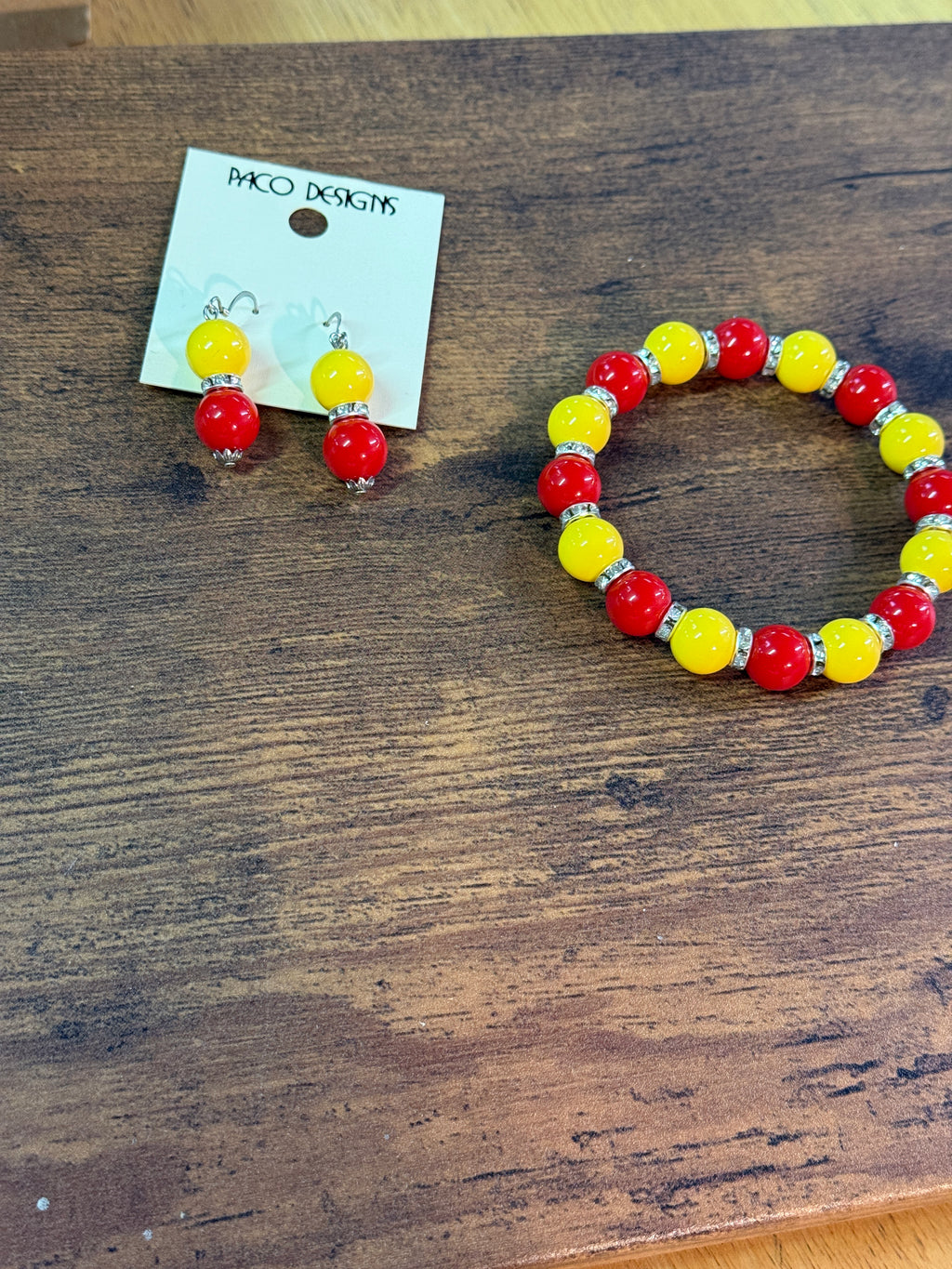 Chunky Red & Yellow Bling Accented Earrings