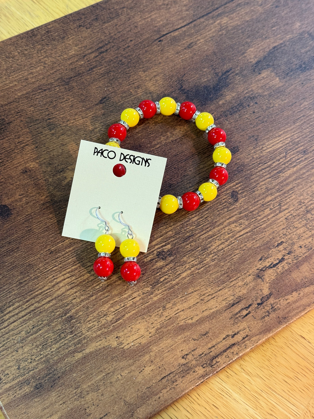 Chunky Red & Yellow Bling Accented Earrings