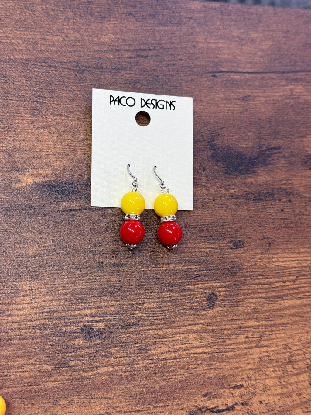 Chunky Red & Yellow Bling Accented Earrings