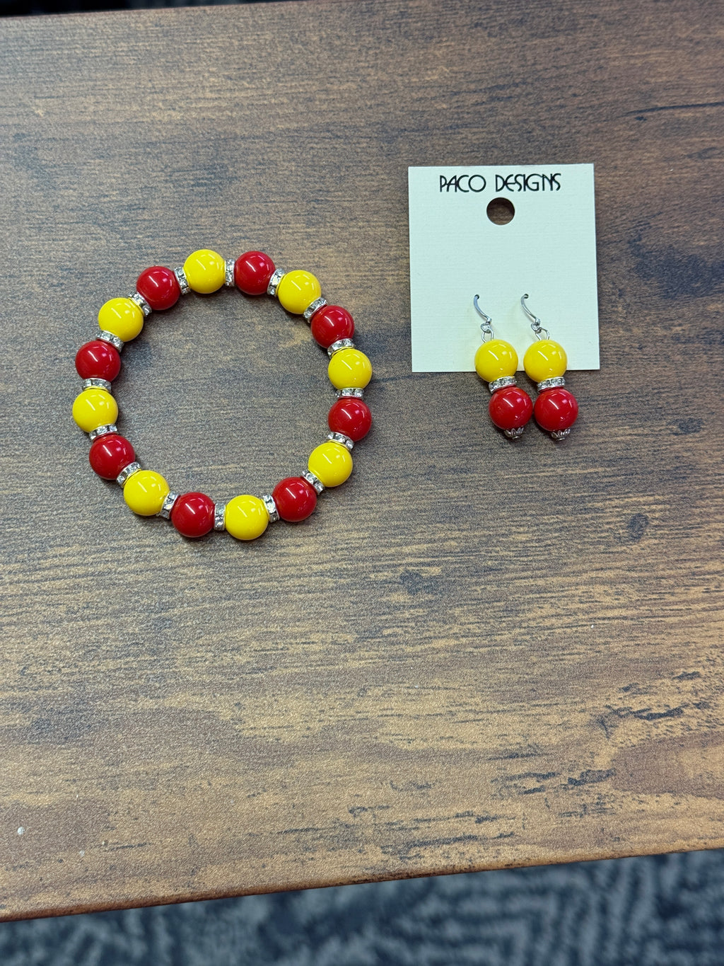 Chunky Red & Yellow Bling Accented Earrings
