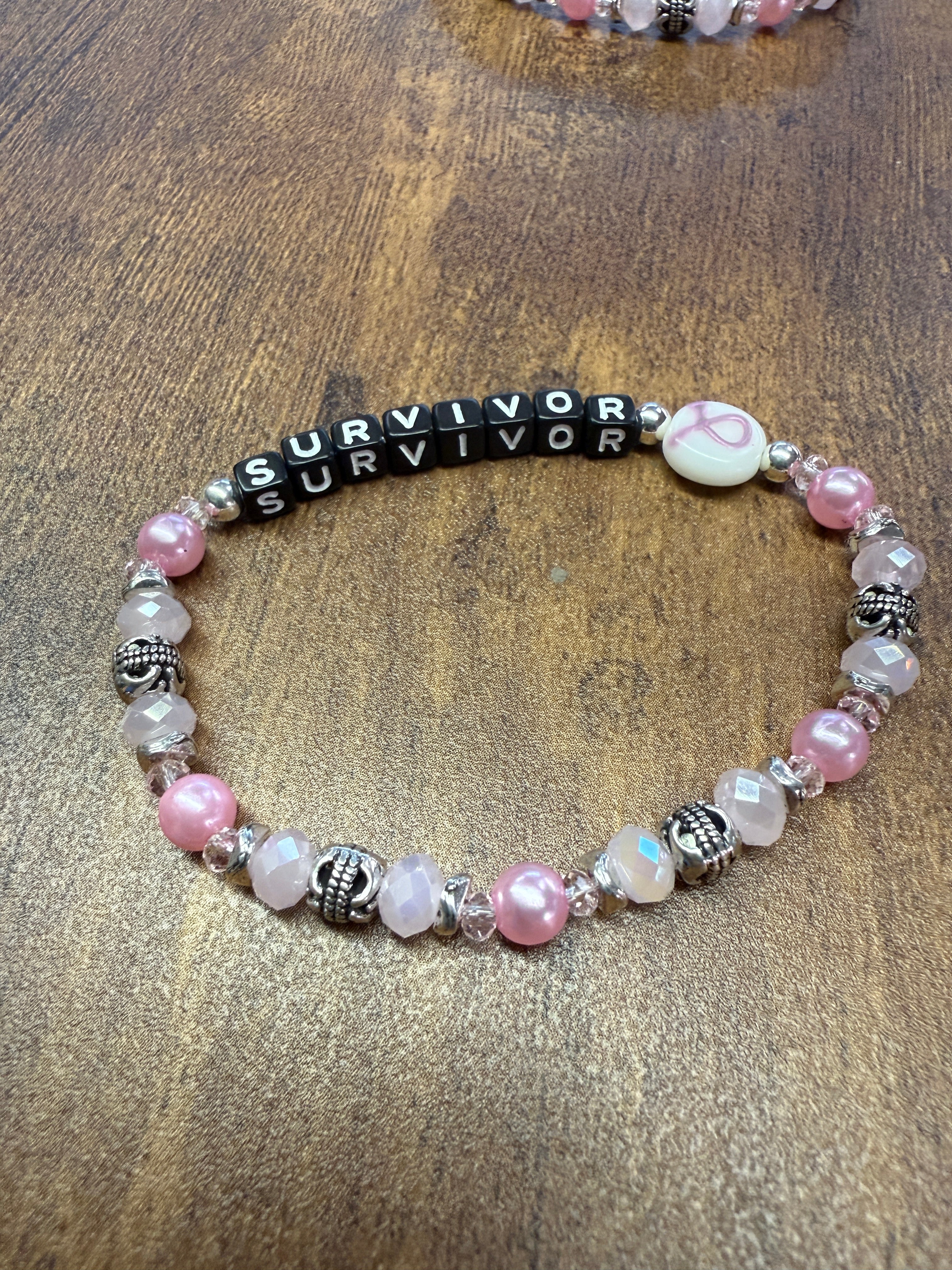 Pink & Pewter Breast Cancer Survivor Bracelet