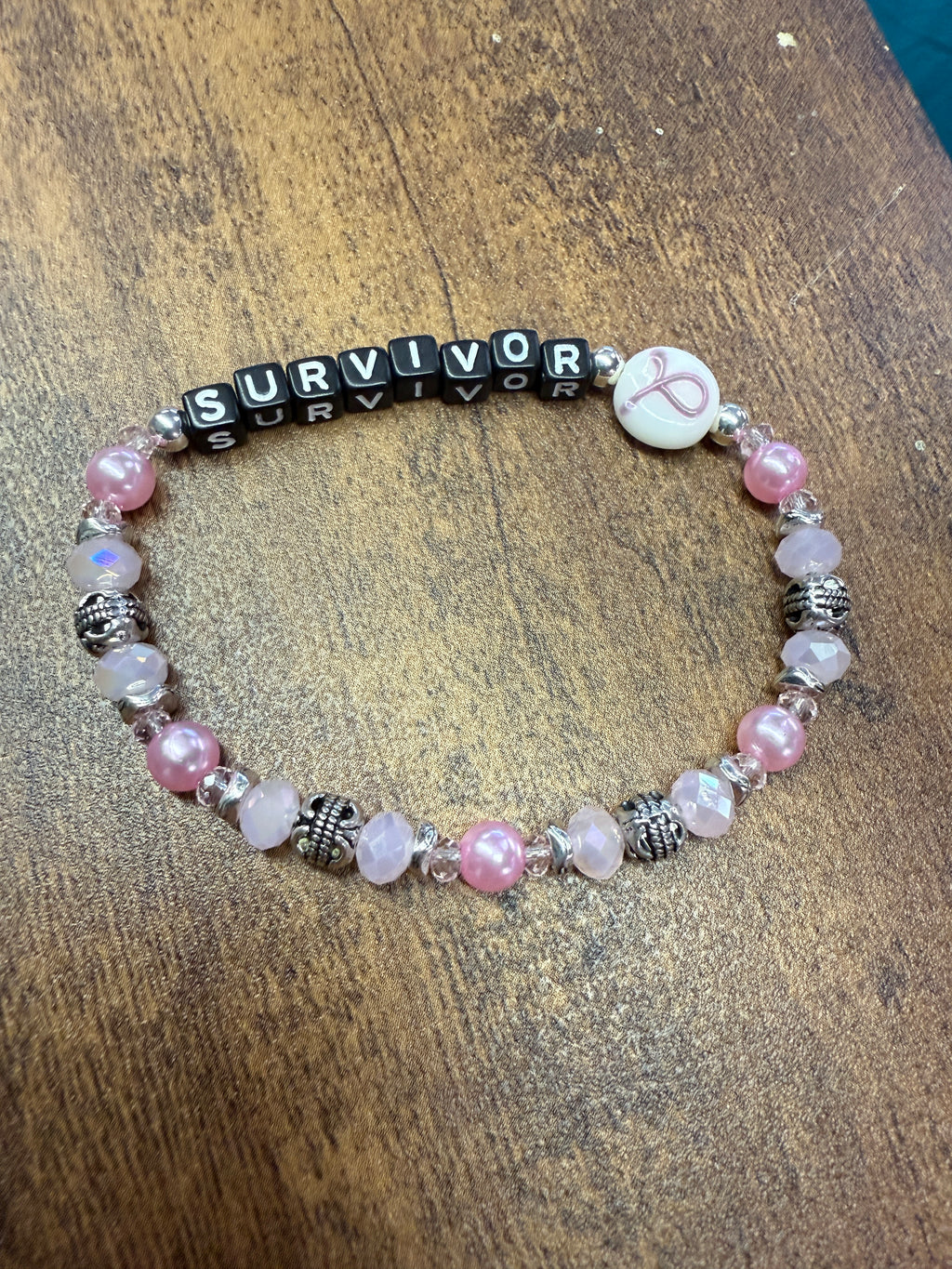 Pink & Pewter Breast Cancer Survivor Bracelet
