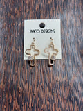 Gold Bling Accented Cross Earrings