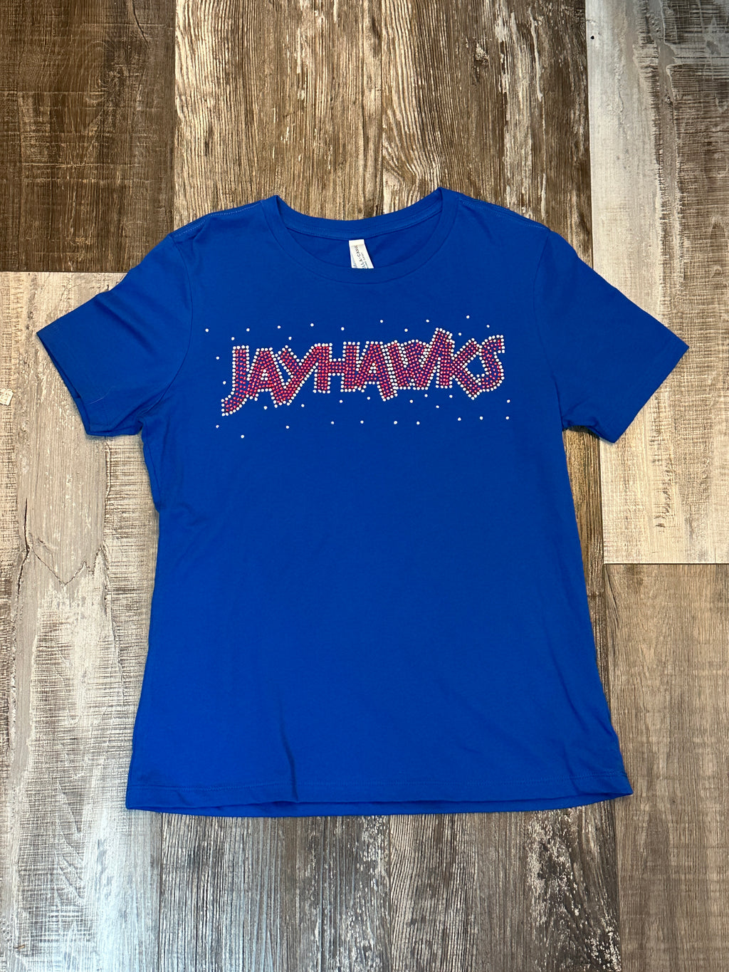 Jayhawks Bling Crew Neck T-shirt Blue