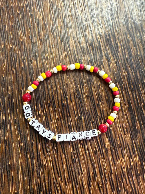 "Go Tay's Fiance" KC Chiefs Colors Mini Beaded Bracelet