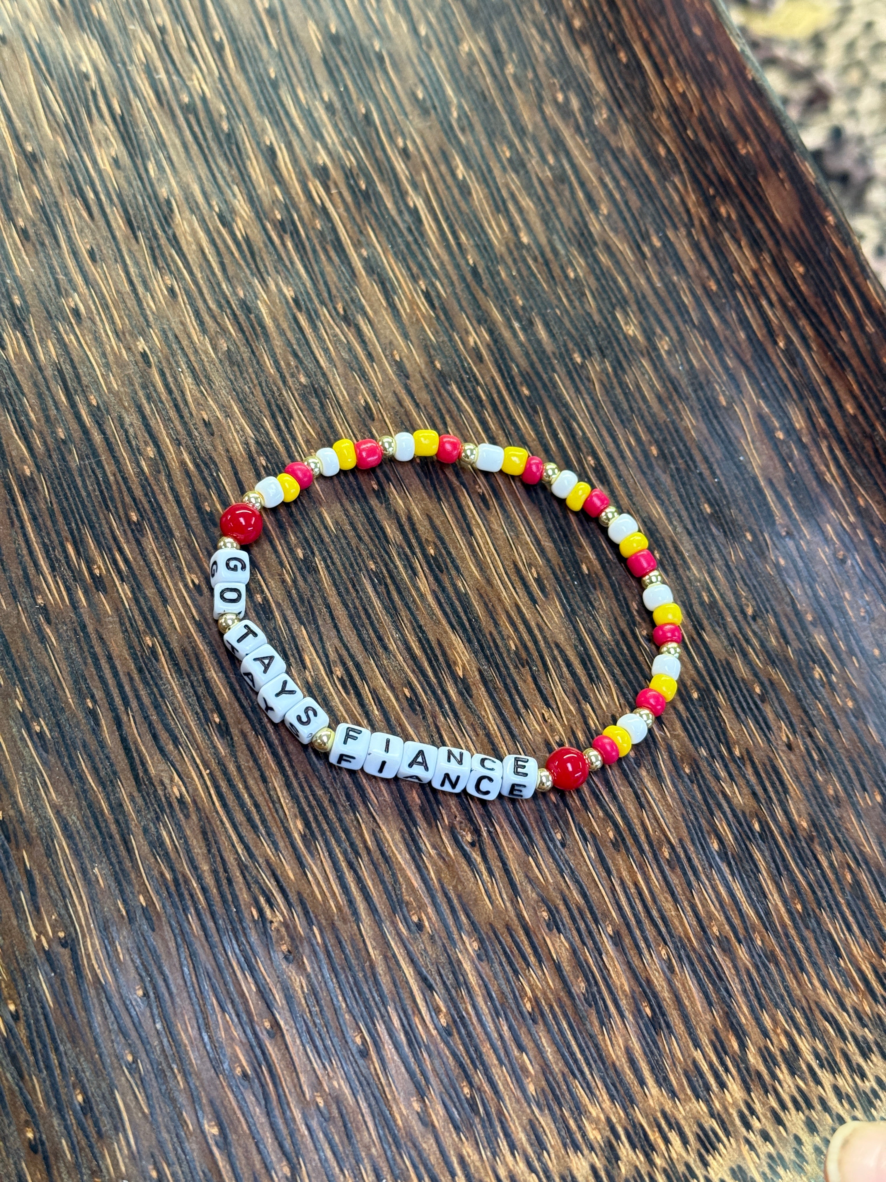 "Go Tay's Fiance" KC Chiefs Colors Mini Beaded Bracelet