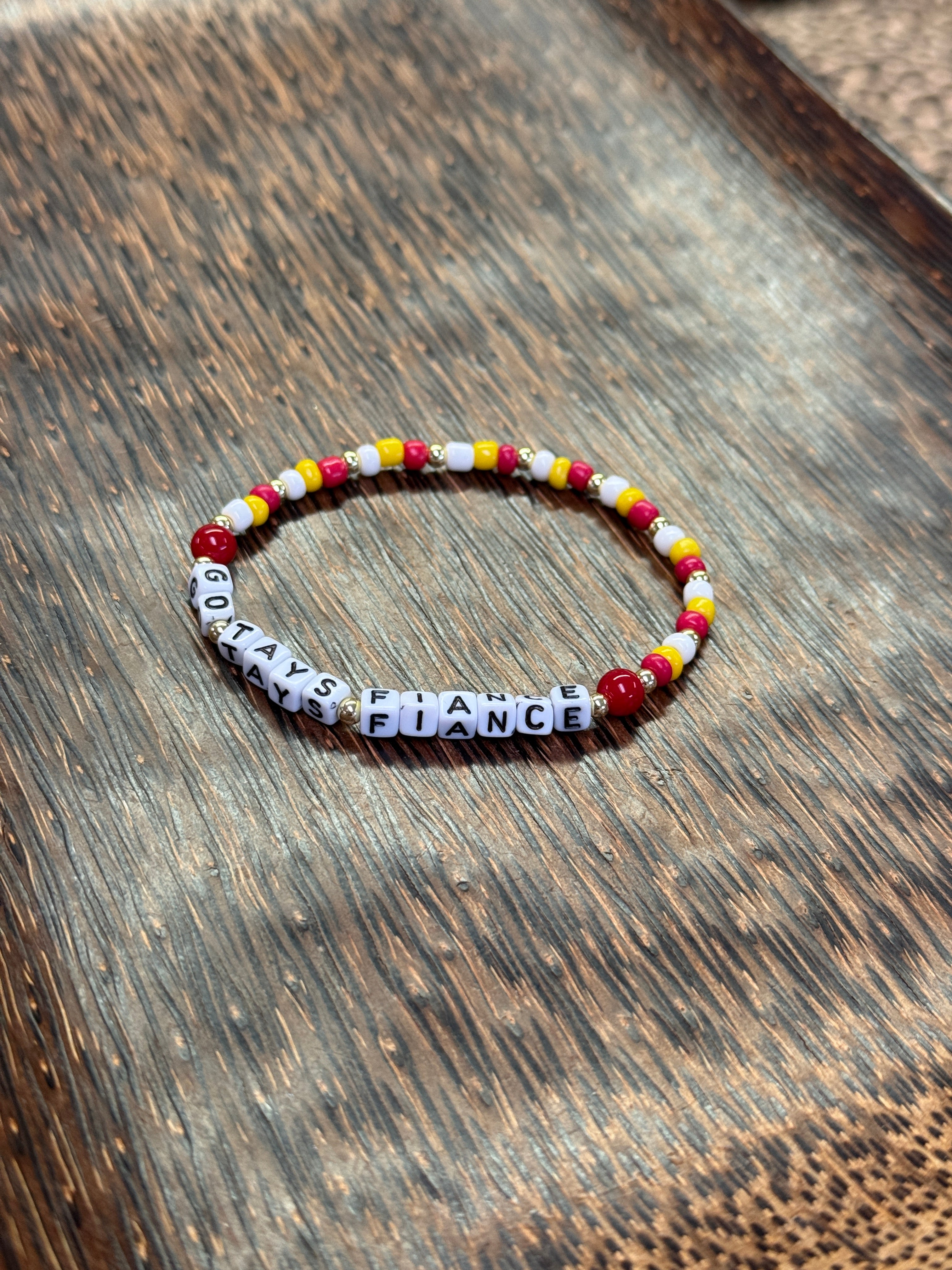 "Go Tay's Fiance" KC Chiefs Colors Mini Beaded Bracelet