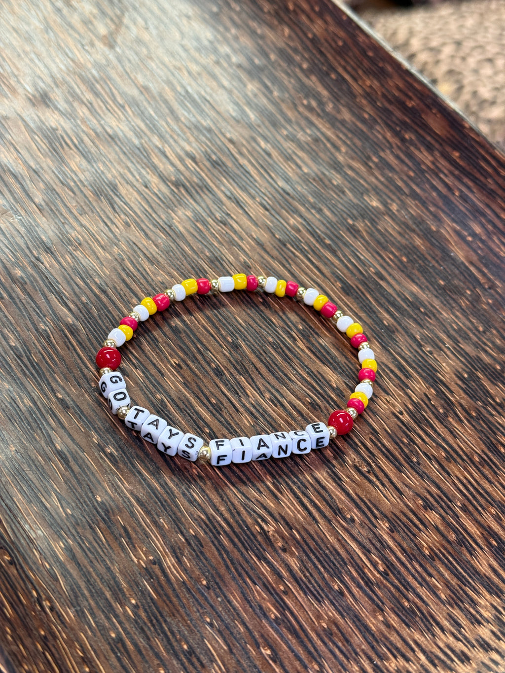 "Go Tay's Fiance" KC Chiefs Colors Mini Beaded Bracelet
