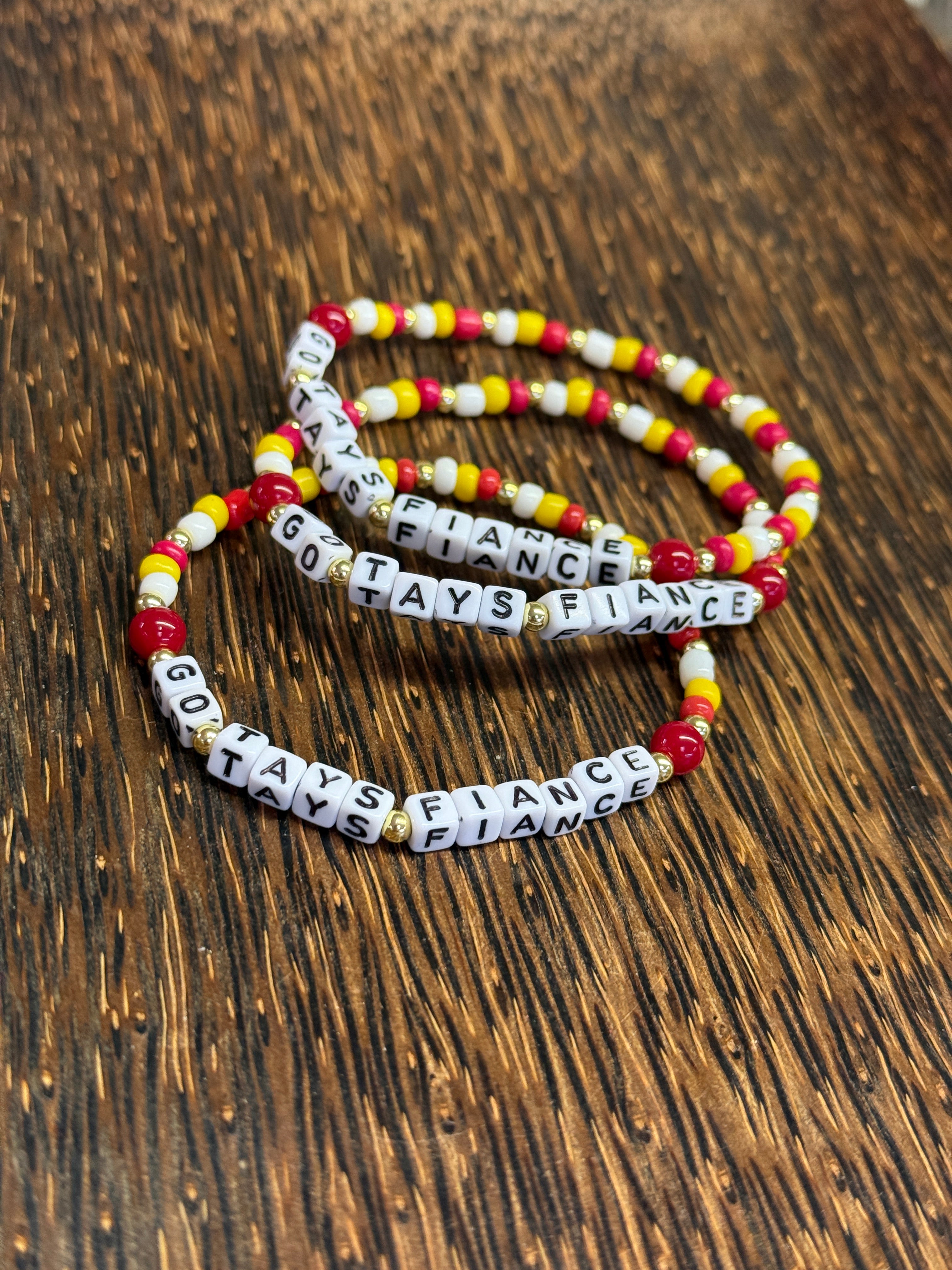 "Go Tay's Fiance" KC Chiefs Colors Mini Beaded Bracelet
