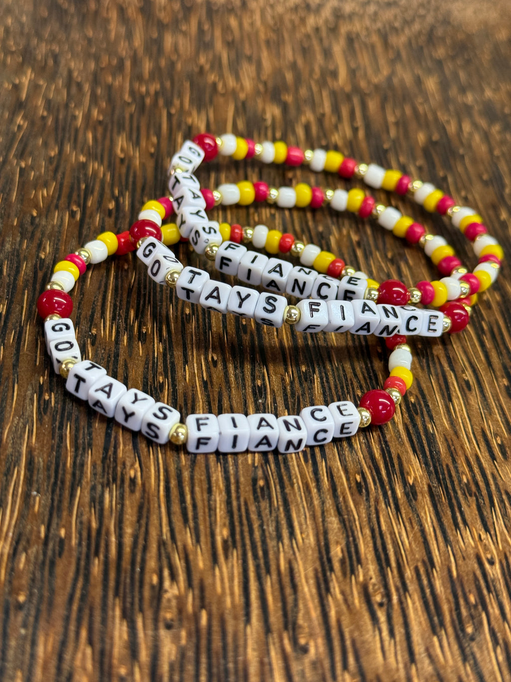 "Go Tay's Fiance" KC Chiefs Colors Mini Beaded Bracelet