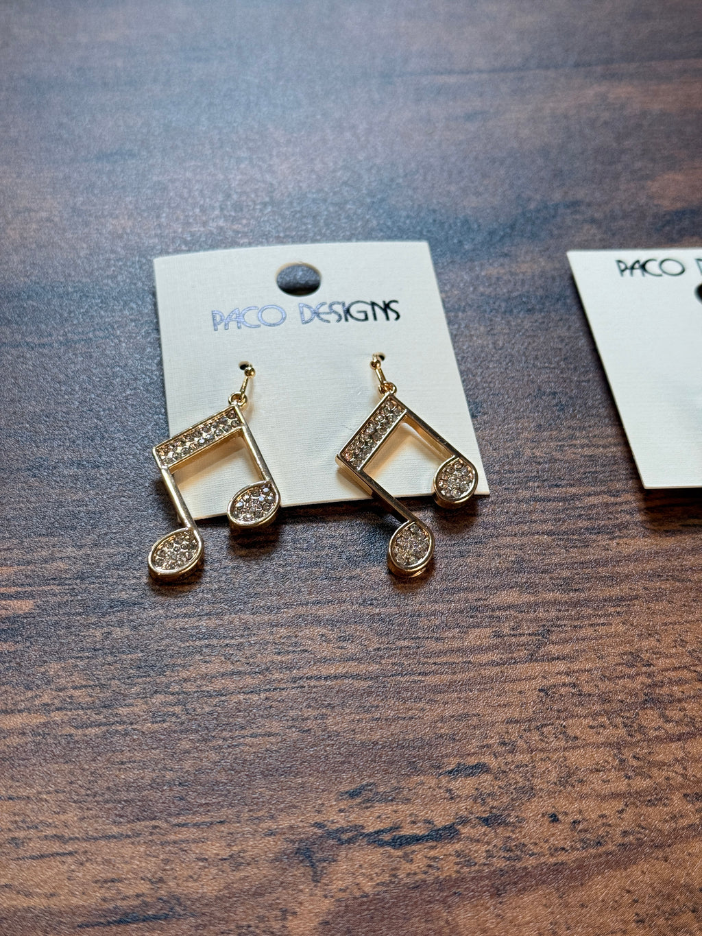 Beautiful Gold Rhinestone Classic Music Note Earrings