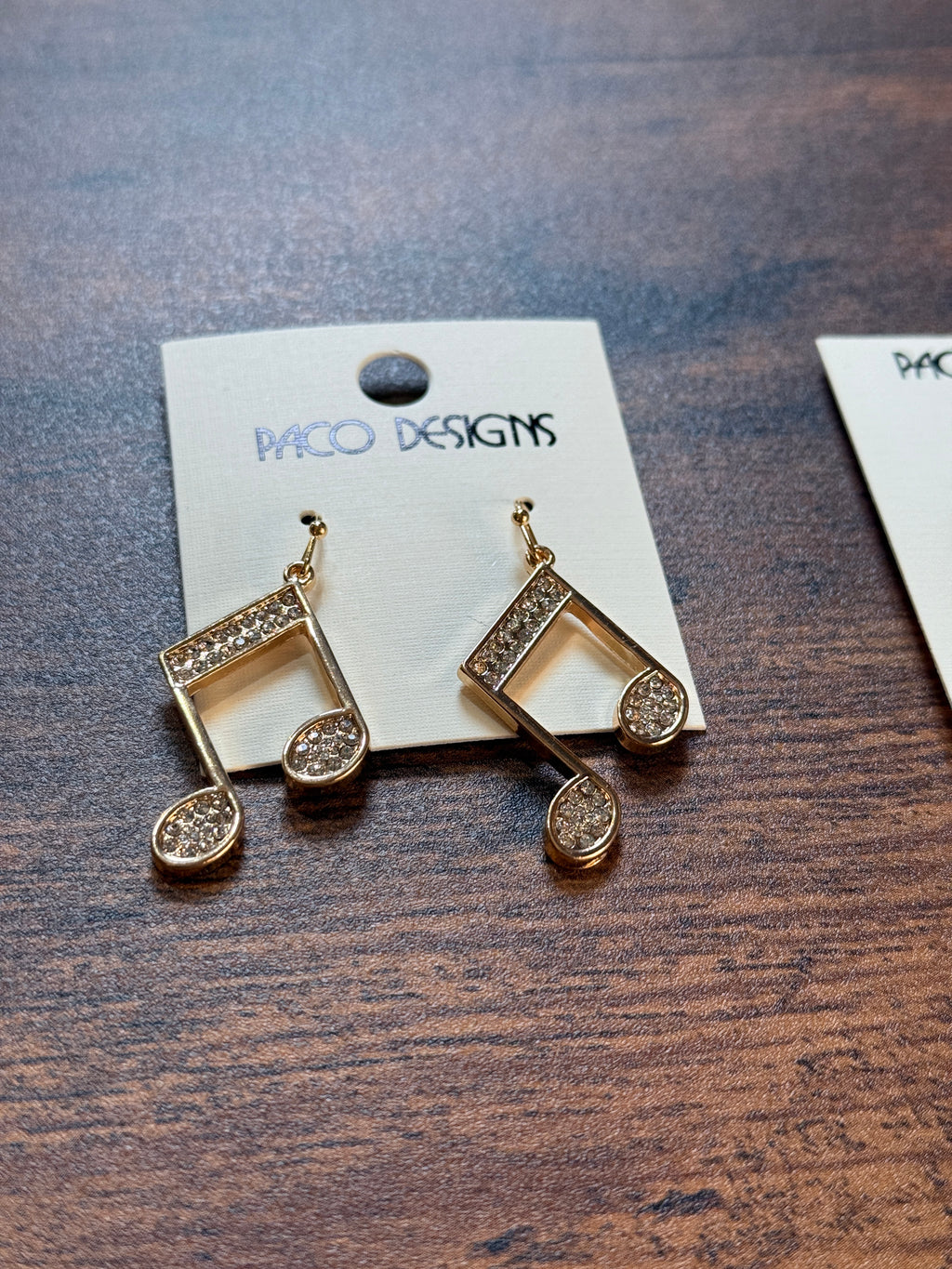 Beautiful Gold Rhinestone Classic Music Note Earrings