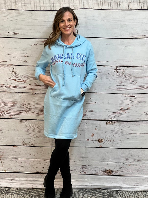 Kansas City Baseball Stitch Bling Sweater Dress