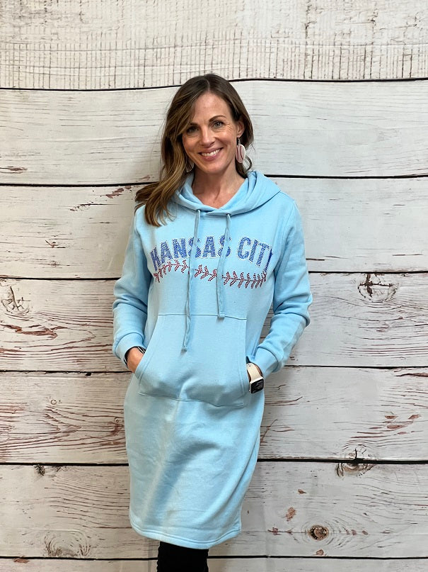 Kansas City Baseball Stitch Bling Sweater Dress