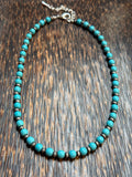 Turquoise Howlite & Antique Silver Beaded Necklace