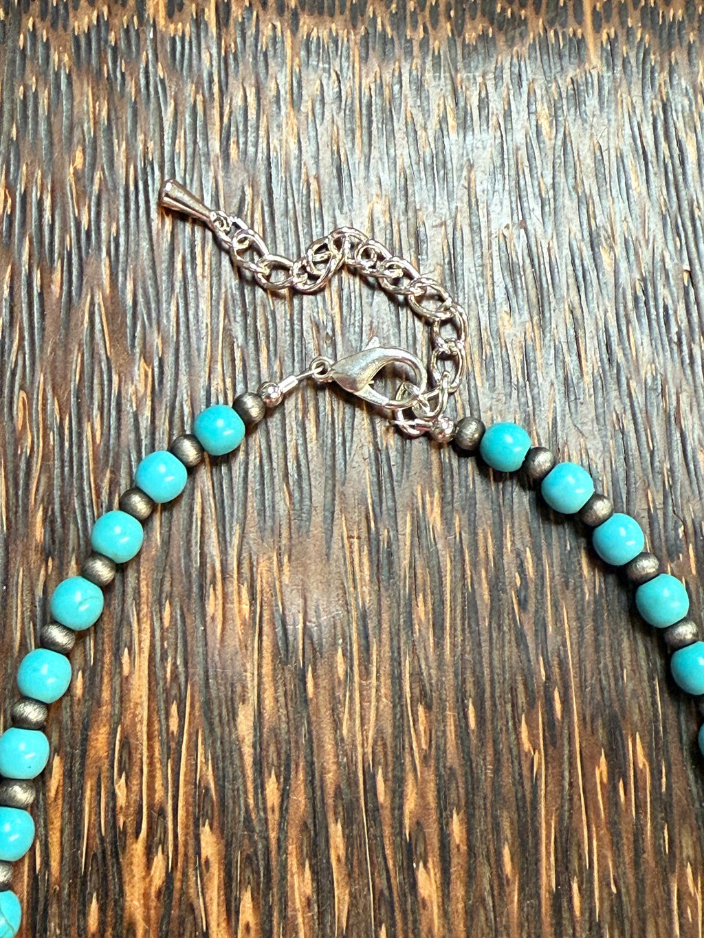 Turquoise Howlite & Antique Silver Beaded Necklace