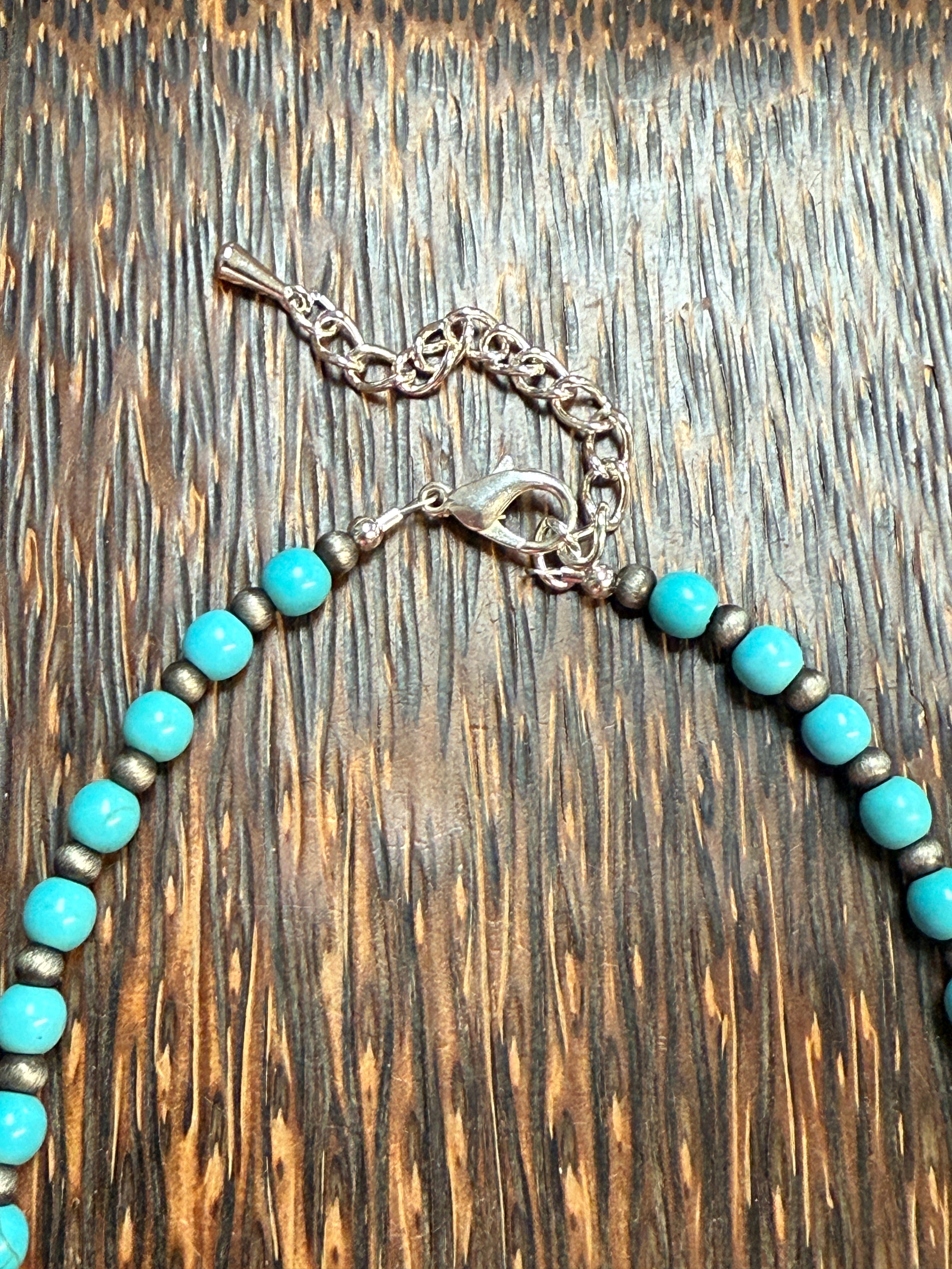 Turquoise Howlite & Antique Silver Beaded Necklace