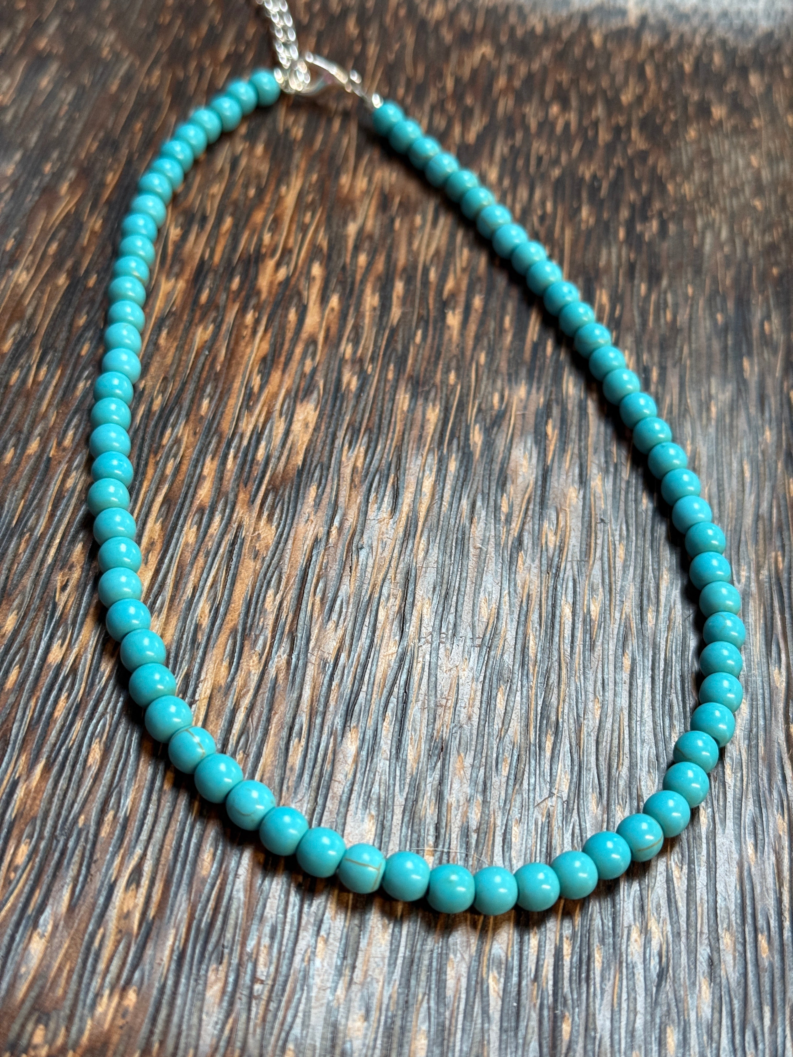 Turquoise Color Howlite Stone Beaded Necklace