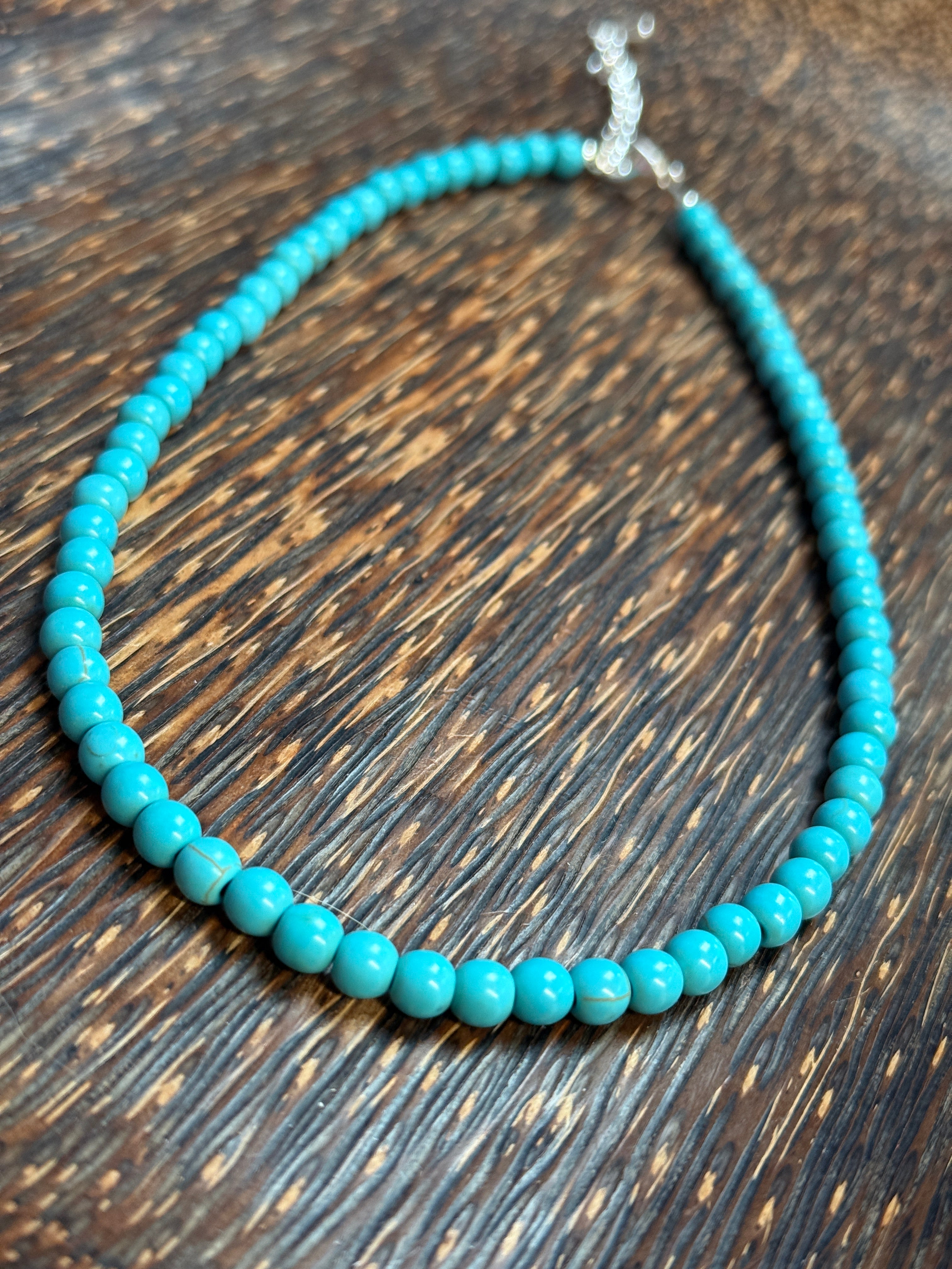Turquoise Color Howlite Stone Beaded Necklace