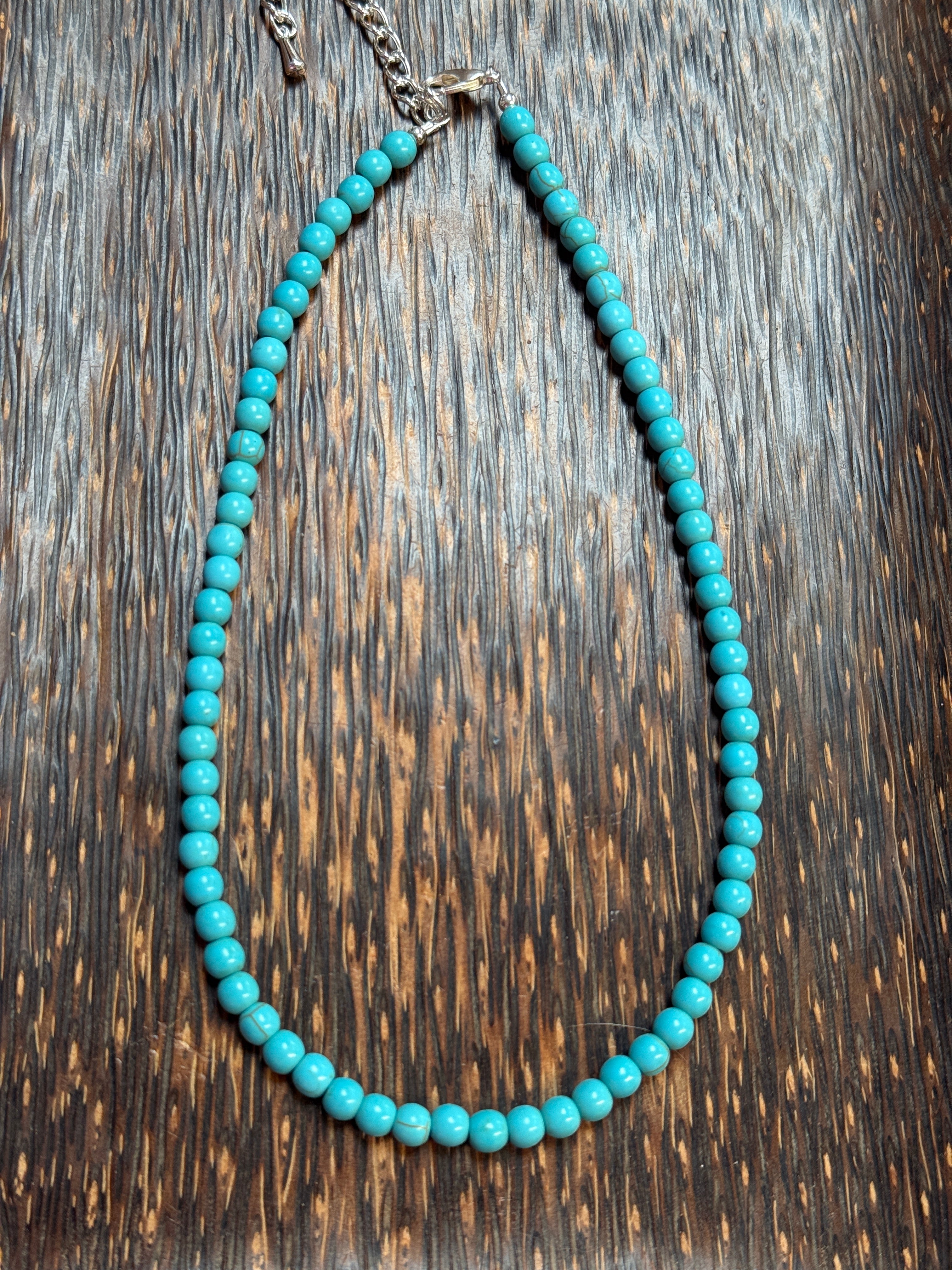Turquoise Color Howlite Stone Beaded Necklace
