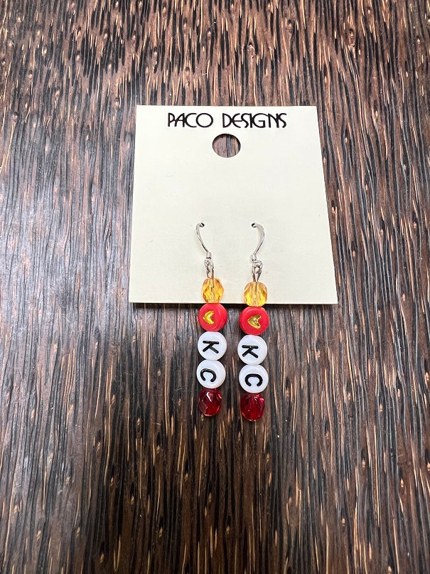Red=letter Heart KC Earrings