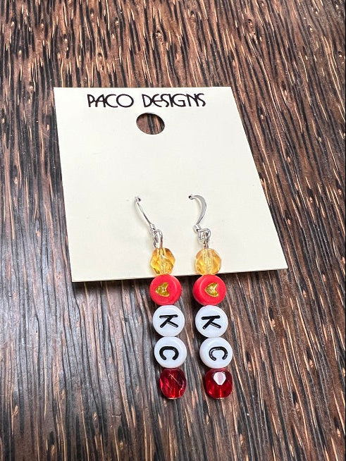 Red=letter Heart KC Earrings