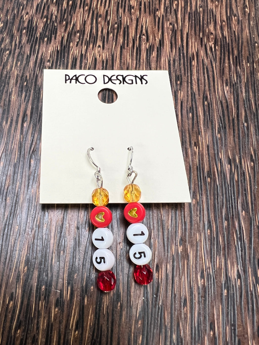 Red=letter Heart KC Earrings