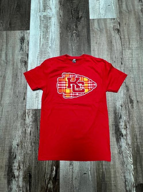 KC Plaid Arrowhead Red or Black T-shirt