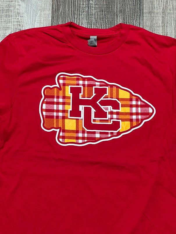 KC Plaid Arrowhead Red or Black T-shirt