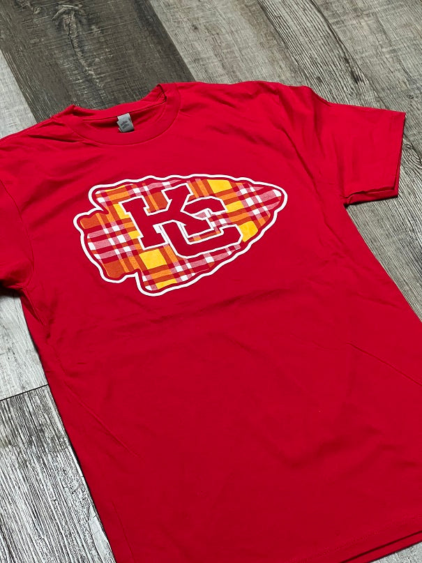 KC Plaid Arrowhead Red or Black T-shirt