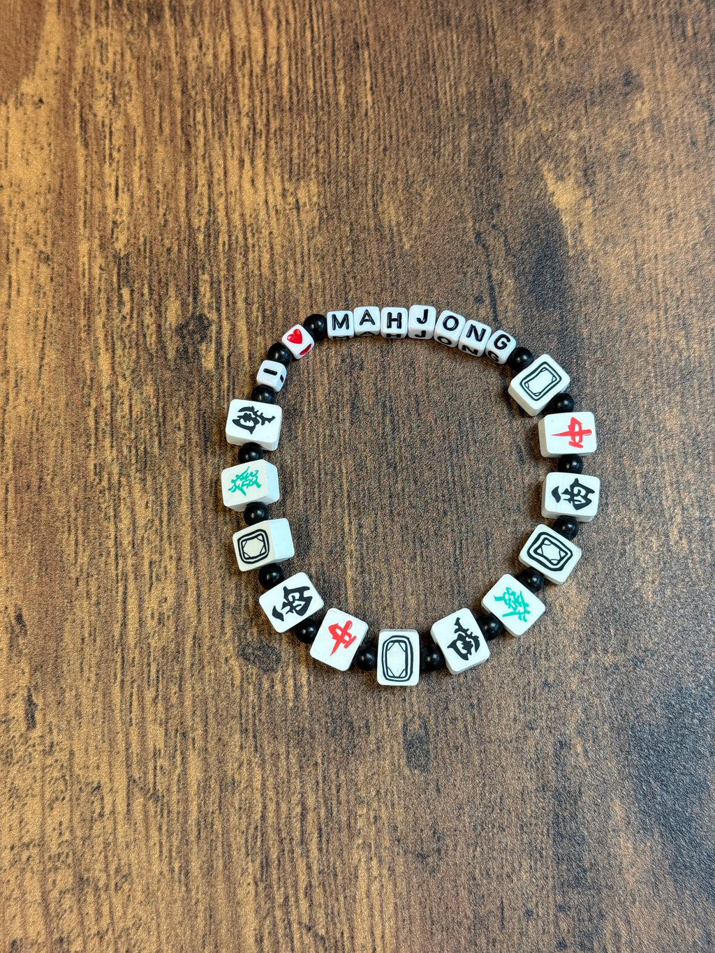 I Love Mahjong Beaded Bracelet