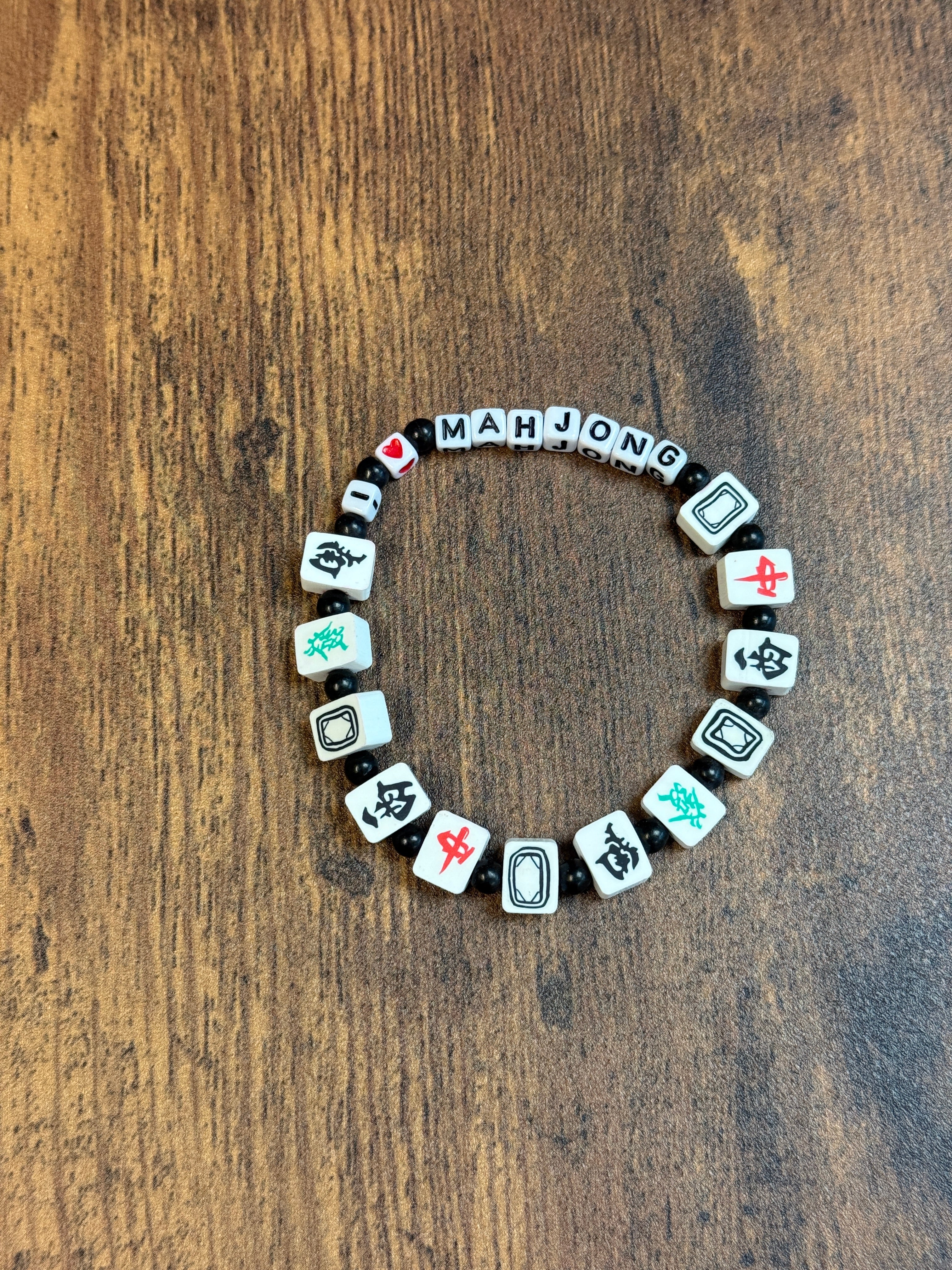 I Love Mahjong Beaded Bracelet