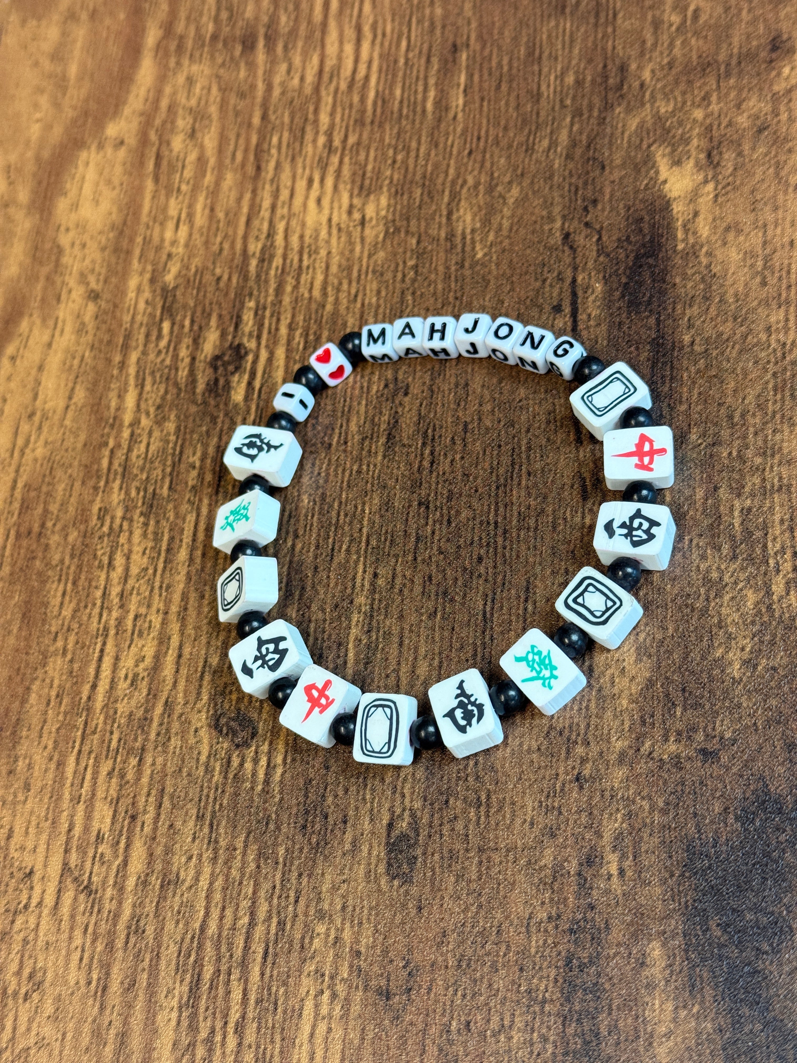 I Love Mahjong Beaded Bracelet